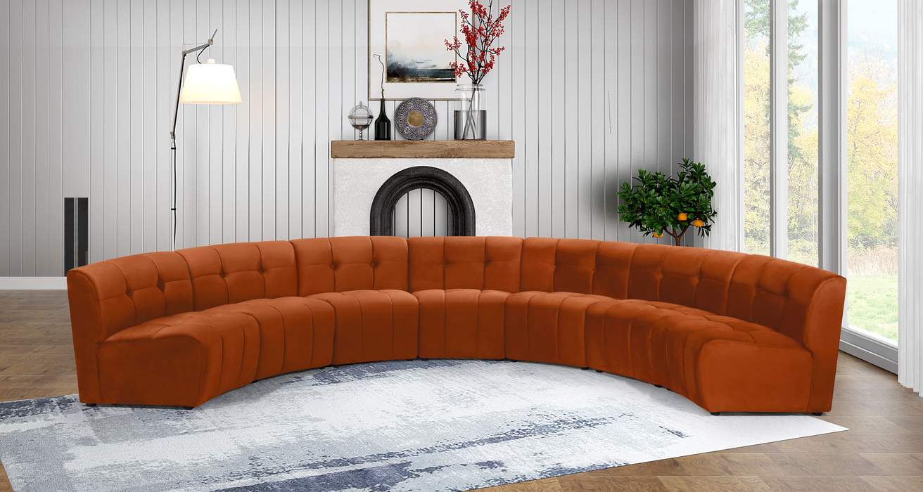 Meridian Furniture - Limitless 169.5" Cognac Velvet Upholstered 7pc. Sectional - 645Cognac-7PC - GreatFurnitureDeal