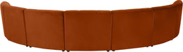Meridian Furniture - Limitless 169.5" Cognac Velvet Upholstered 7pc. Sectional - 645Cognac-7PC - GreatFurnitureDeal