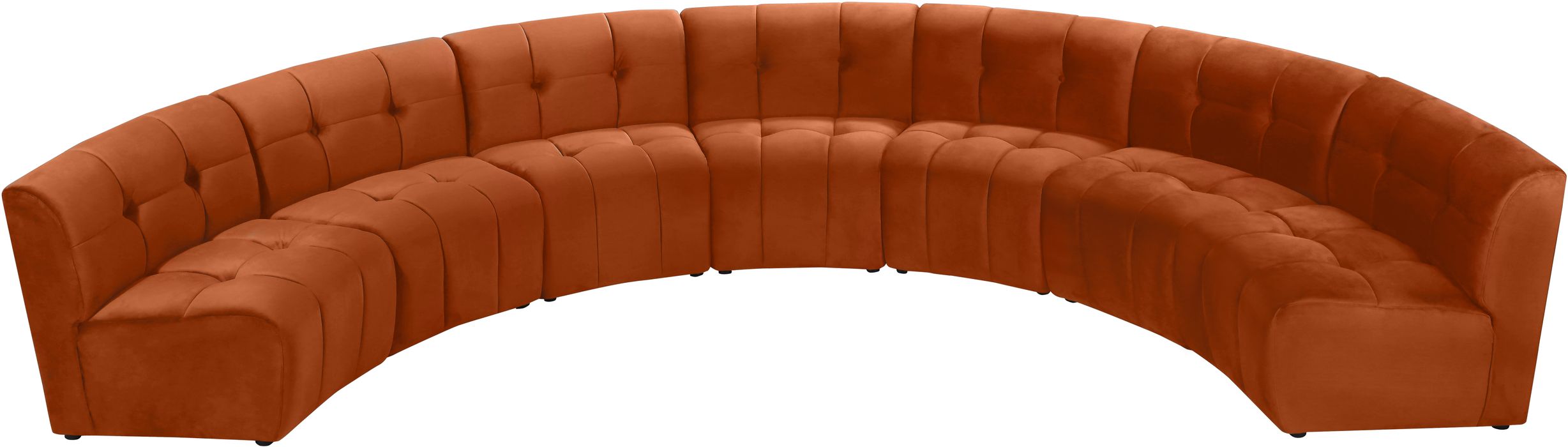 Meridian Furniture - Limitless 169.5" Cognac Velvet Upholstered 7pc. Sectional - 645Cognac-7PC - GreatFurnitureDeal