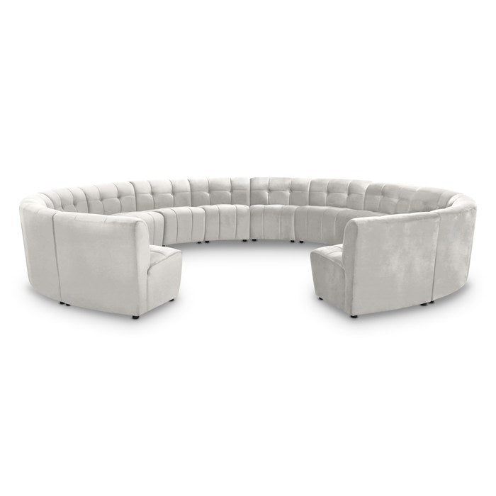 Meridian Furniture - Limitless 177.5" Cream Velvet Upholstered 14pc. Sectional - 645Cream-14PC - GreatFurnitureDeal
