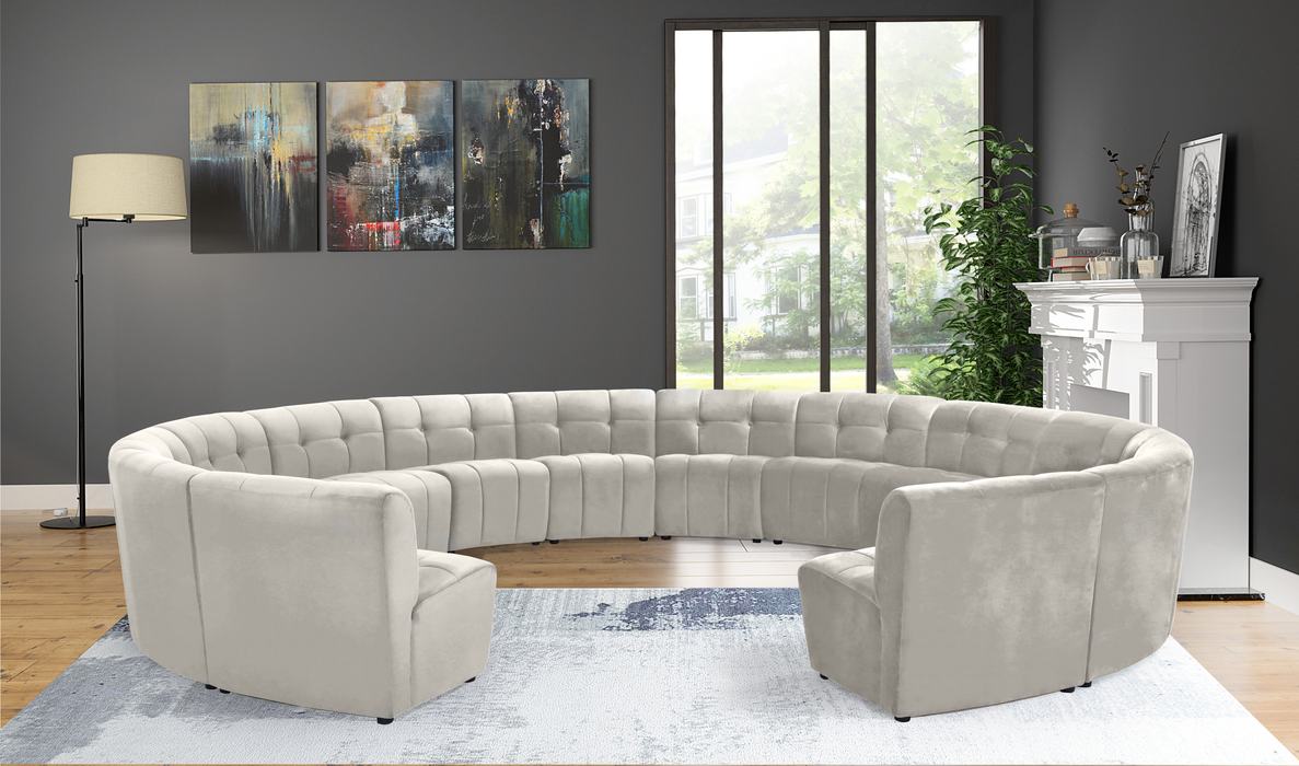 Meridian Furniture - Limitless 177.5" Cream Velvet Upholstered 14pc. Sectional - 645Cream-14PC - GreatFurnitureDeal