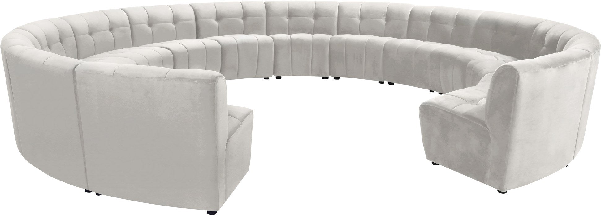 Meridian Furniture - Limitless 177.5" Cream Velvet Upholstered 14pc. Sectional - 645Cream-14PC - GreatFurnitureDeal