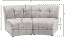 Meridian Furniture - Limitless 65" Cream Velvet Upholstered 2pc. Sectional - 645Cream-2PC - GreatFurnitureDeal