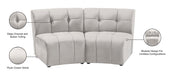 Meridian Furniture - Limitless 65" Cream Velvet Upholstered 2pc. Sectional - 645Cream-2PC - GreatFurnitureDeal