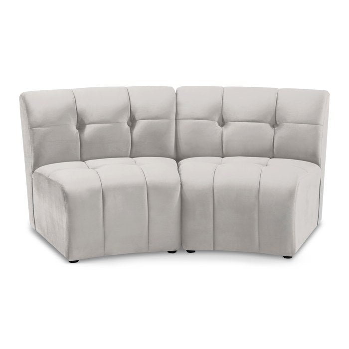 Meridian Furniture - Limitless 65" Cream Velvet Upholstered 2pc. Sectional - 645Cream-2PC - GreatFurnitureDeal