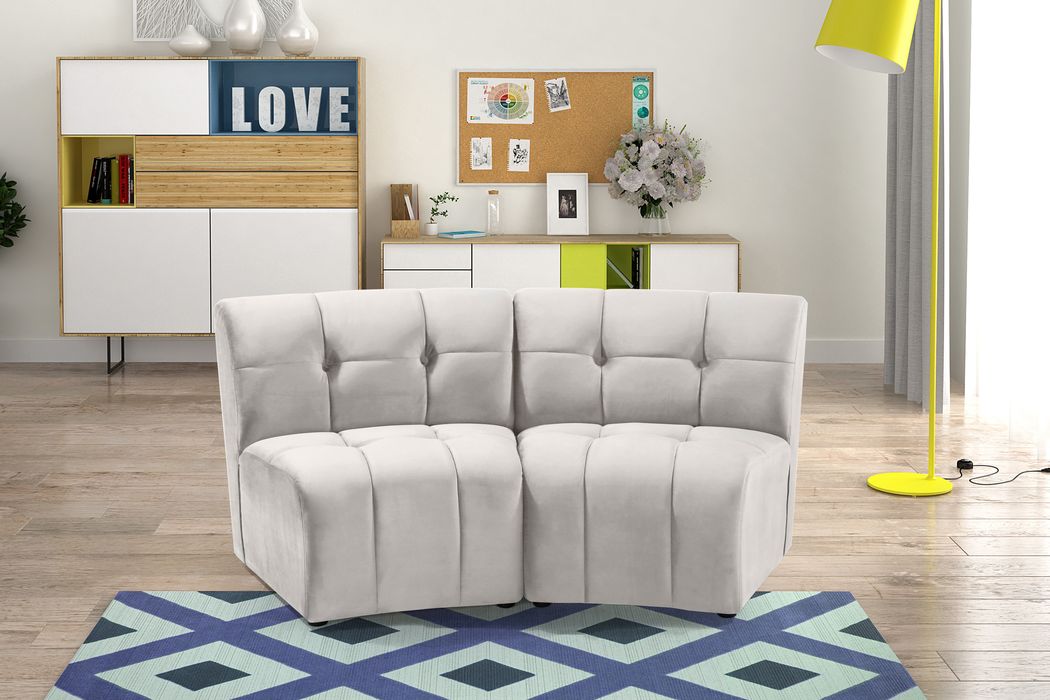 Meridian Furniture - Limitless 65" Cream Velvet Upholstered 2pc. Sectional - 645Cream-2PC - GreatFurnitureDeal