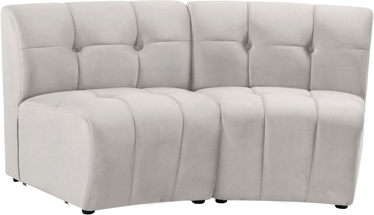 Meridian Furniture - Limitless 65" Cream Velvet Upholstered 2pc. Sectional - 645Cream-2PC - GreatFurnitureDeal