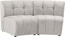 Meridian Furniture - Limitless 65" Cream Velvet Upholstered 2pc. Sectional - 645Cream-2PC - GreatFurnitureDeal