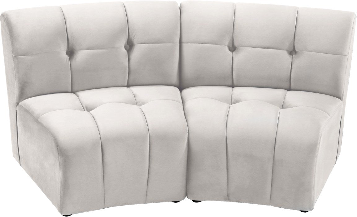 Meridian Furniture - Limitless 65" Cream Velvet Upholstered 2pc. Sectional - 645Cream-2PC - GreatFurnitureDeal