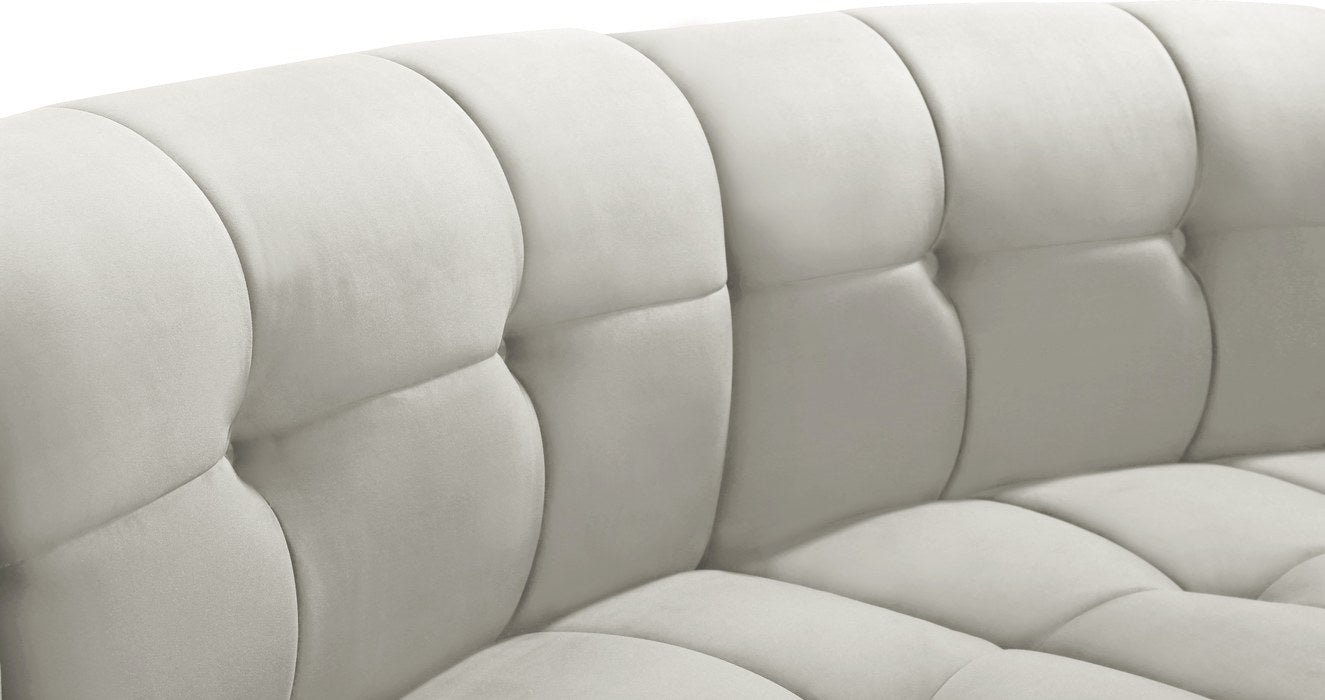 Meridian Furniture - Limitless 65" Cream Velvet Upholstered 2pc. Sectional - 645Cream-2PC - GreatFurnitureDeal