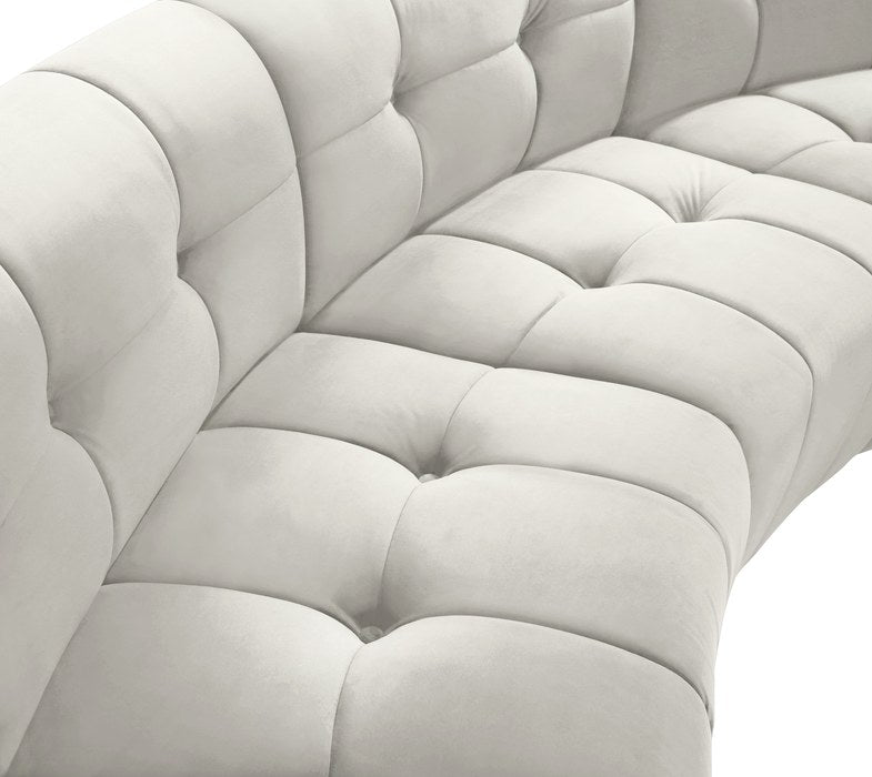 Meridian Furniture - Limitless 65" Cream Velvet Upholstered 2pc. Sectional - 645Cream-2PC - GreatFurnitureDeal