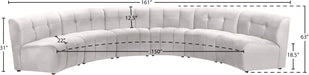 Meridian Furniture - Limitless 157.5" Cream Velvet Upholstered 6pc. Sectional - 645Cream-6PC - GreatFurnitureDeal