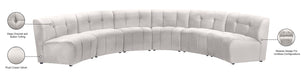 Meridian Furniture - Limitless 157.5" Cream Velvet Upholstered 6pc. Sectional - 645Cream-6PC - GreatFurnitureDeal