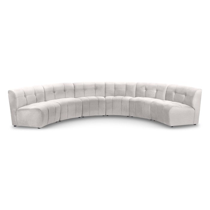 Meridian Furniture - Limitless 157.5" Cream Velvet Upholstered 6pc. Sectional - 645Cream-6PC - GreatFurnitureDeal
