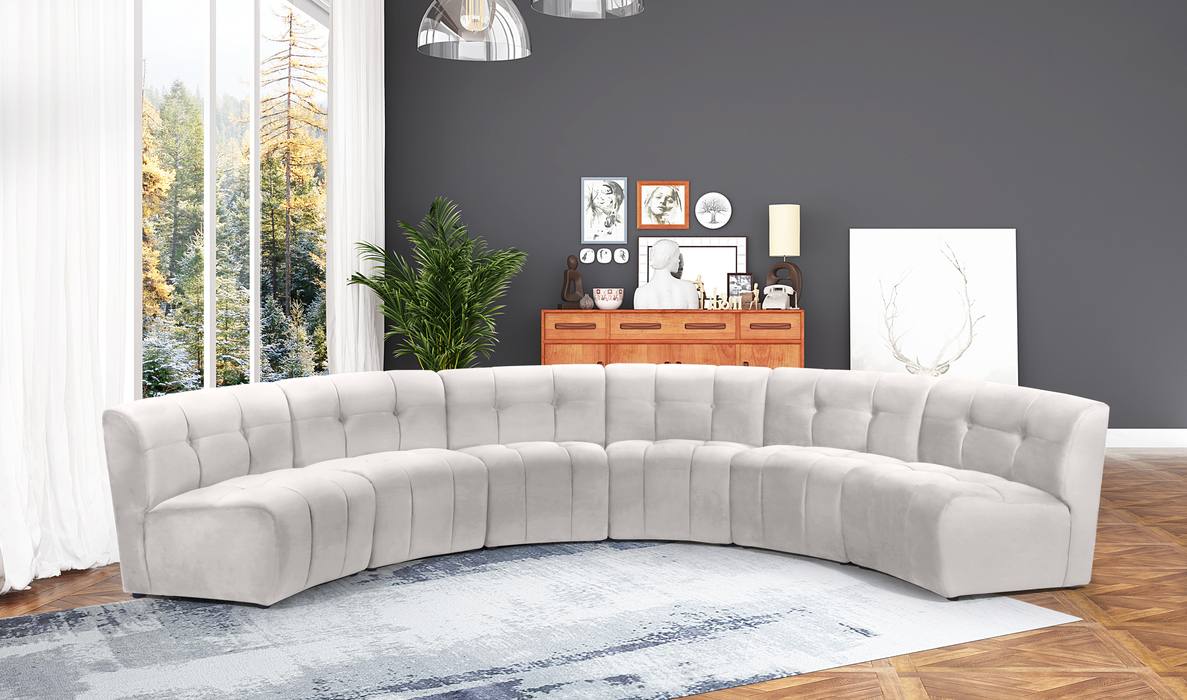 Meridian Furniture - Limitless 157.5" Cream Velvet Upholstered 6pc. Sectional - 645Cream-6PC - GreatFurnitureDeal
