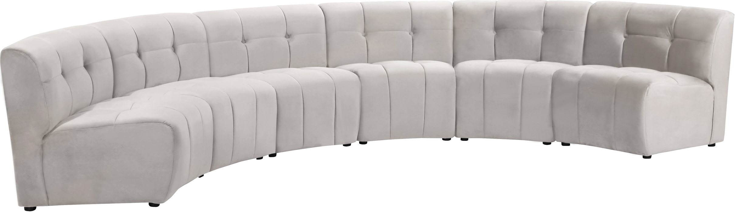 Meridian Furniture - Limitless 157.5" Cream Velvet Upholstered 6pc. Sectional - 645Cream-6PC - GreatFurnitureDeal