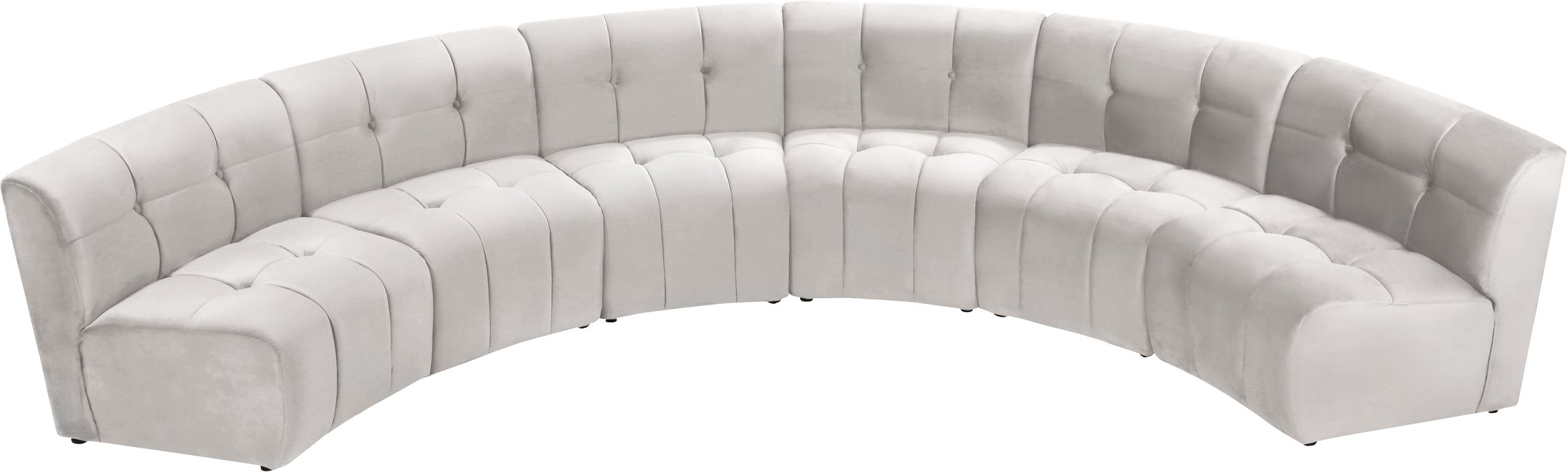 Meridian Furniture - Limitless 157.5" Cream Velvet Upholstered 6pc. Sectional - 645Cream-6PC - GreatFurnitureDeal