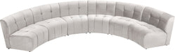 Meridian Furniture - Limitless 157.5" Cream Velvet Upholstered 6pc. Sectional - 645Cream-6PC - GreatFurnitureDeal