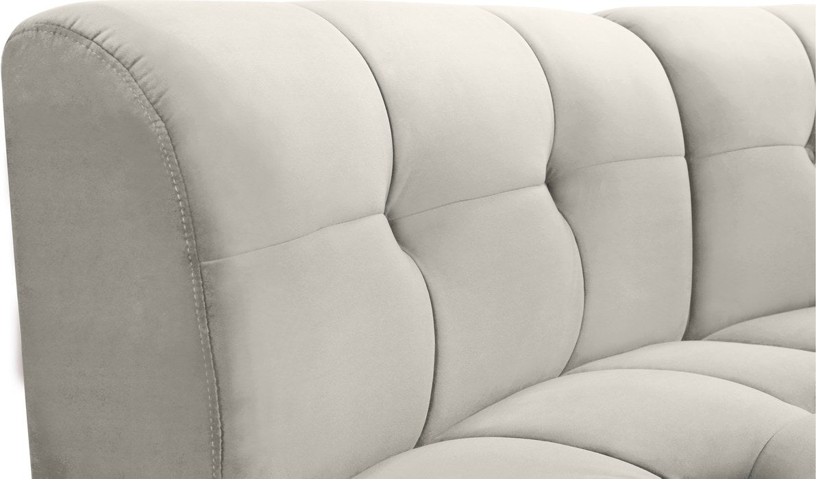 Meridian Furniture - Limitless 157.5" Cream Velvet Upholstered 6pc. Sectional - 645Cream-6PC - GreatFurnitureDeal