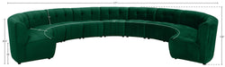Meridian Furniture - Limitless 177.5" Green Velvet Upholstered 11pc. Sectional - 645Green-11PC - GreatFurnitureDeal