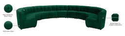 Meridian Furniture - Limitless 177.5" Green Velvet Upholstered 11pc. Sectional - 645Green-11PC - GreatFurnitureDeal