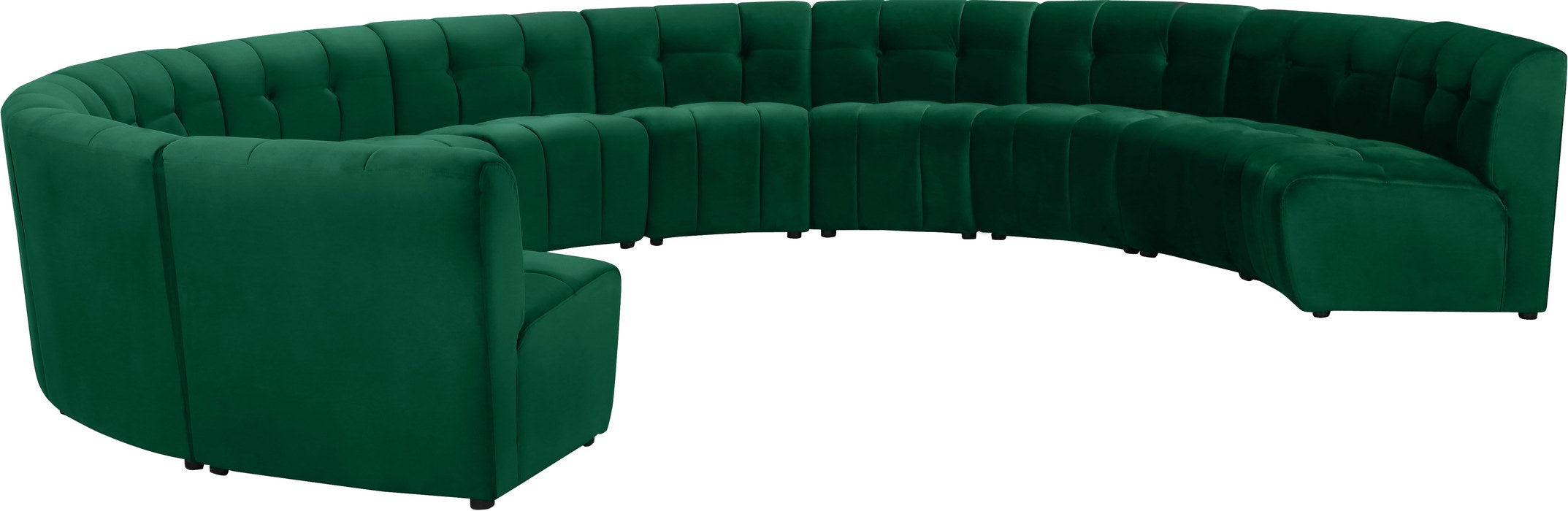 Meridian Furniture - Limitless 177.5" Green Velvet Upholstered 11pc. Sectional - 645Green-11PC - GreatFurnitureDeal