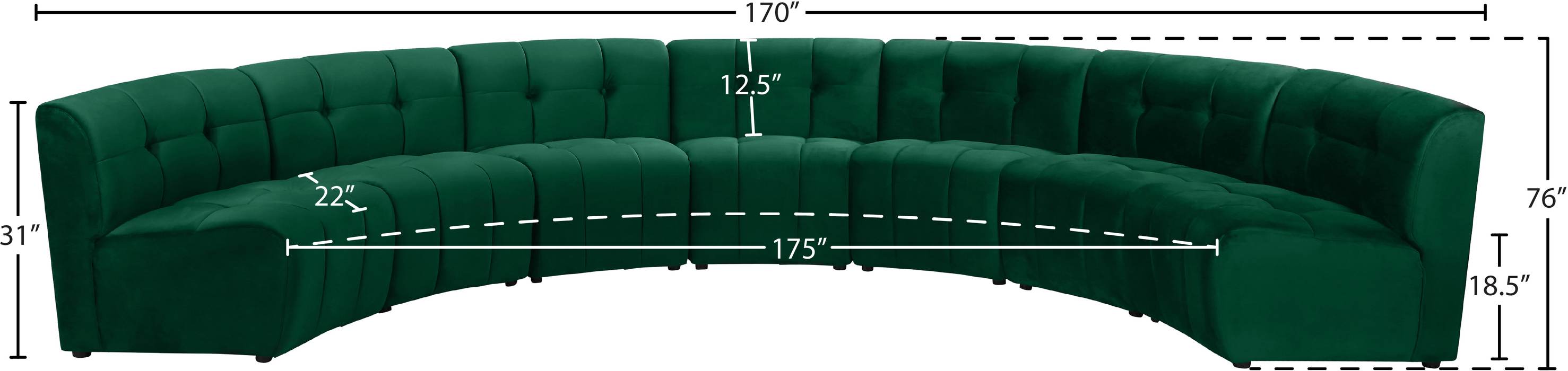 Meridian Furniture - Limitless 169.5" Green Velvet Upholstered 7pc. Sectional - 645Green-7PC - GreatFurnitureDeal