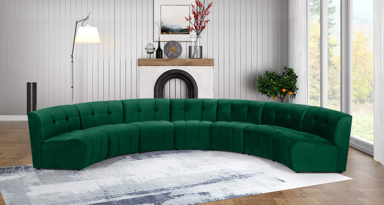 Meridian Furniture - Limitless 169.5" Green Velvet Upholstered 7pc. Sectional - 645Green-7PC - GreatFurnitureDeal