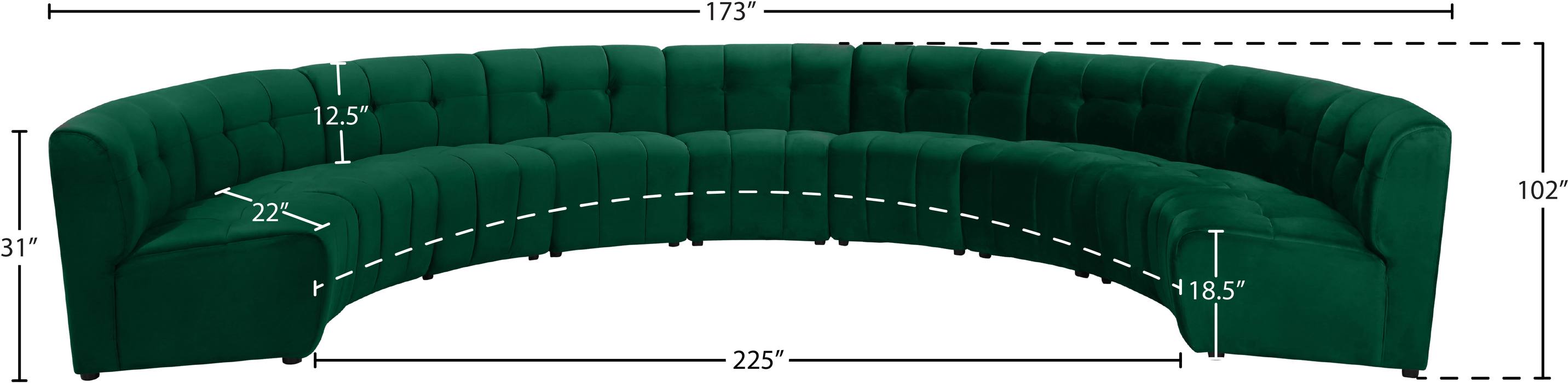 Meridian Furniture - Limitless 177.5" Green Velvet Upholstered 9pc. Sectional - 645Green-9PC - GreatFurnitureDeal