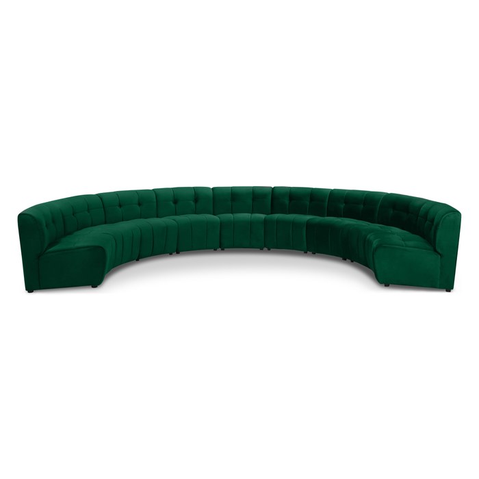 Meridian Furniture - Limitless 177.5" Green Velvet Upholstered 9pc. Sectional - 645Green-9PC - GreatFurnitureDeal