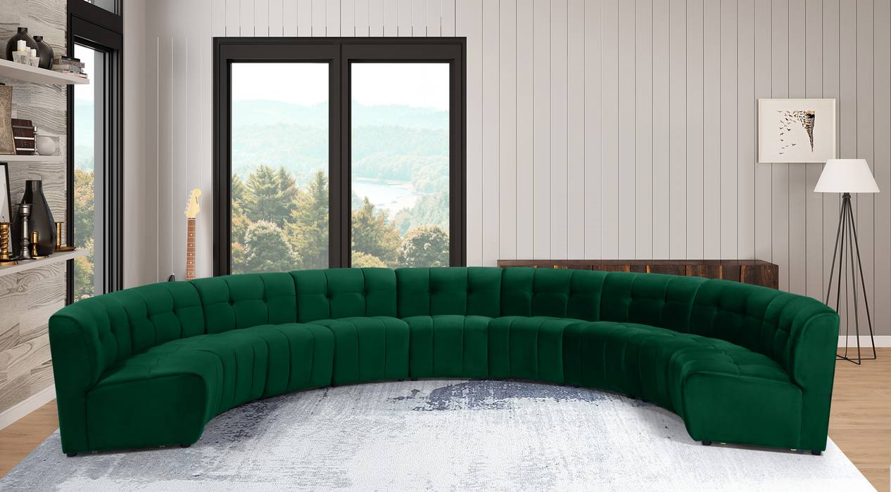 Meridian Furniture - Limitless 177.5" Green Velvet Upholstered 9pc. Sectional - 645Green-9PC - GreatFurnitureDeal