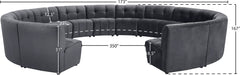 Meridian Furniture - Limitless 177.5" Grey Velvet Upholstered 14pc. Sectional - 645Grey-14PC - GreatFurnitureDeal