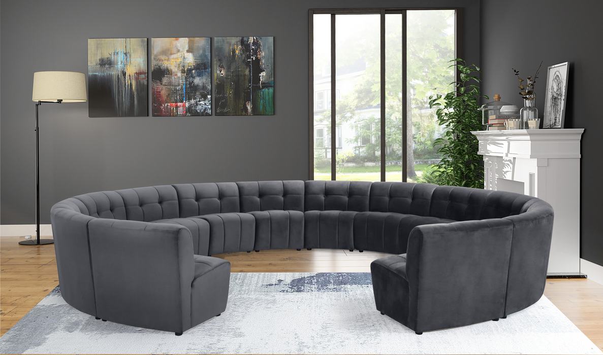 Meridian Furniture - Limitless 177.5" Grey Velvet Upholstered 14pc. Sectional - 645Grey-14PC - GreatFurnitureDeal