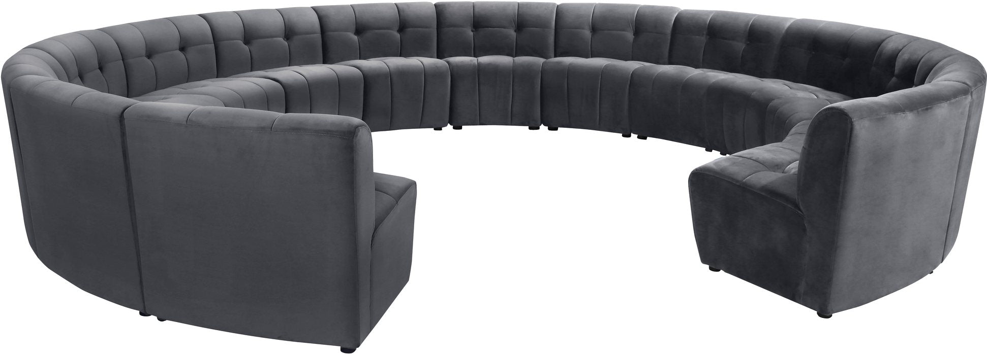 Meridian Furniture - Limitless 177.5" Grey Velvet Upholstered 14pc. Sectional - 645Grey-14PC - GreatFurnitureDeal
