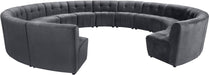 Meridian Furniture - Limitless 177.5" Grey Velvet Upholstered 14pc. Sectional - 645Grey-14PC - GreatFurnitureDeal