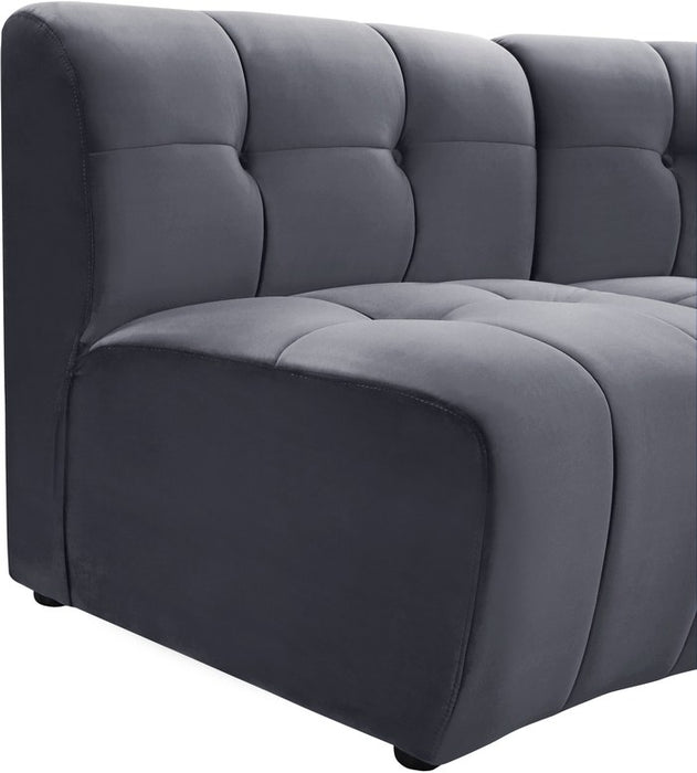 Meridian Furniture - Limitless 177.5" Grey Velvet Upholstered 14pc. Sectional - 645Grey-14PC - GreatFurnitureDeal