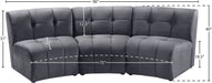 Meridian Furniture - Limitless 94" Grey Velvet Upholstered 3pc. Sectional - 645Grey-3PC - GreatFurnitureDeal