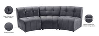 Meridian Furniture - Limitless 94" Grey Velvet Upholstered 3pc. Sectional - 645Grey-3PC - GreatFurnitureDeal