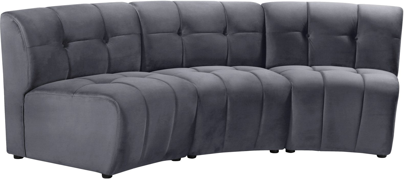 Meridian Furniture - Limitless 94" Grey Velvet Upholstered 3pc. Sectional - 645Grey-3PC - GreatFurnitureDeal