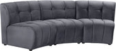 Meridian Furniture - Limitless 94" Grey Velvet Upholstered 3pc. Sectional - 645Grey-3PC - GreatFurnitureDeal