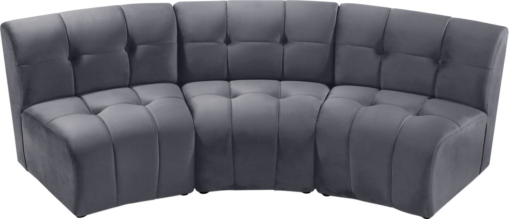 Meridian Furniture - Limitless 94" Grey Velvet Upholstered 3pc. Sectional - 645Grey-3PC - GreatFurnitureDeal