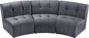 Meridian Furniture - Limitless 94" Grey Velvet Upholstered 3pc. Sectional - 645Grey-3PC - GreatFurnitureDeal