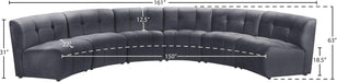 Meridian Furniture - Limitless 157.5" Grey Velvet Upholstered 6pc. Sectional - 645Grey-6PC - GreatFurnitureDeal