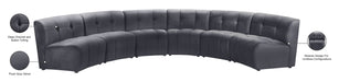 Meridian Furniture - Limitless 157.5" Grey Velvet Upholstered 6pc. Sectional - 645Grey-6PC - GreatFurnitureDeal