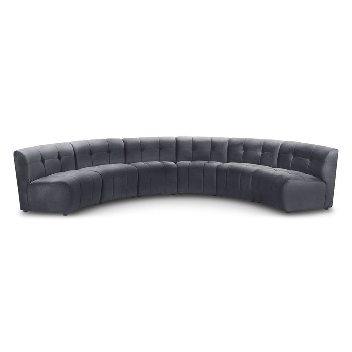 Meridian Furniture - Limitless 157.5" Grey Velvet Upholstered 6pc. Sectional - 645Grey-6PC - GreatFurnitureDeal
