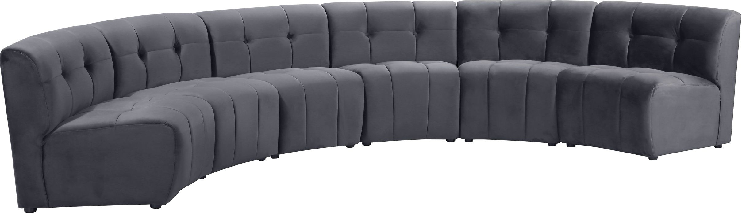 Meridian Furniture - Limitless 157.5" Grey Velvet Upholstered 6pc. Sectional - 645Grey-6PC - GreatFurnitureDeal