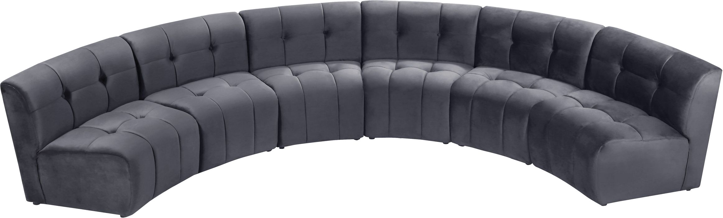 Meridian Furniture - Limitless 157.5" Grey Velvet Upholstered 6pc. Sectional - 645Grey-6PC - GreatFurnitureDeal