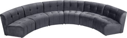 Meridian Furniture - Limitless 157.5" Grey Velvet Upholstered 6pc. Sectional - 645Grey-6PC - GreatFurnitureDeal
