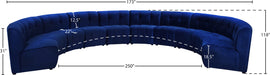 Meridian Furniture - Limitless 177.5" Navy Velvet Upholstered 10pc. Sectional - 645Navy-10PC - GreatFurnitureDeal