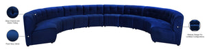 Meridian Furniture - Limitless 177.5" Navy Velvet Upholstered 10pc. Sectional - 645Navy-10PC - GreatFurnitureDeal